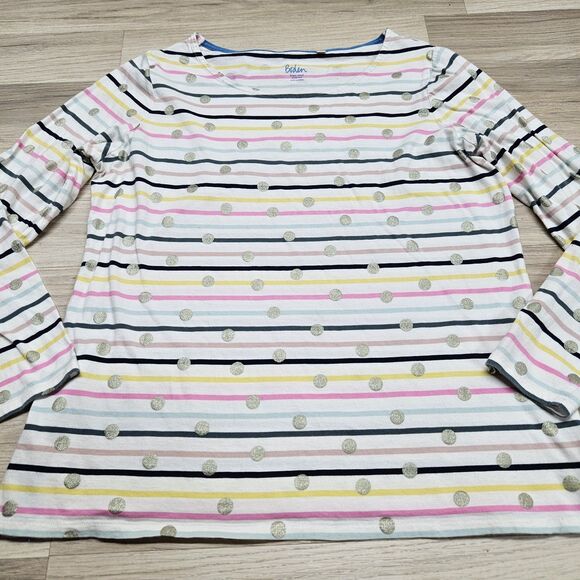 Boden Girls Longsleeve Stripe Shirt Size 14 Colorful Polka Dot - Picture 2 of 9